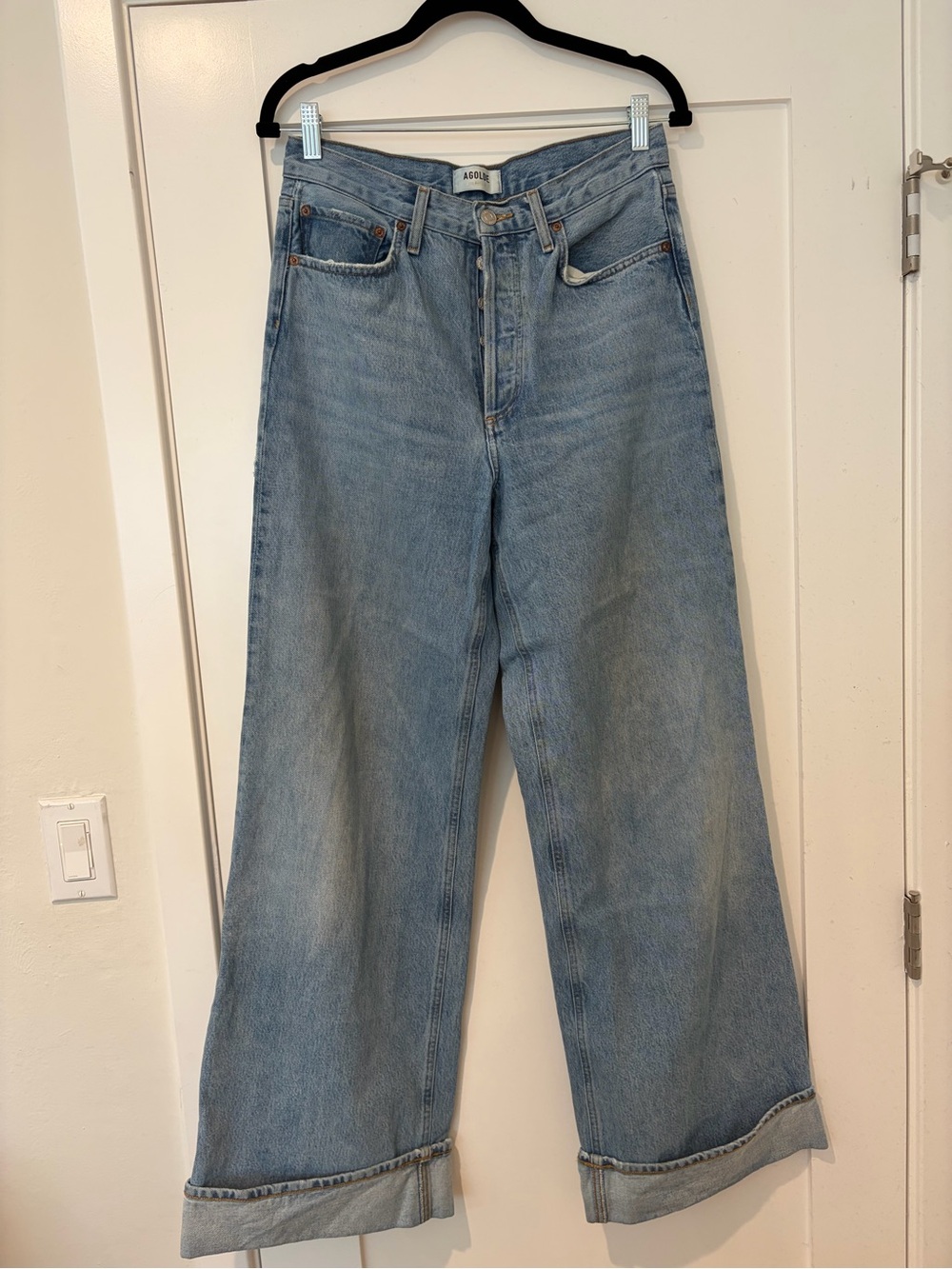 Agolde Dame Wide Leg Cuffed Jeans - Size 27 - Picture 2 of 4